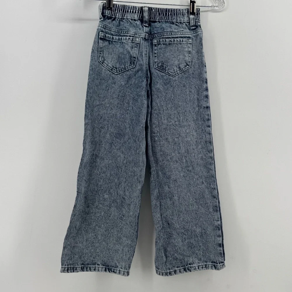 Justice Girls Peanuts Snoopy Wide Leg Acid Wash Jeans‎ Light Blue Size 6 460781